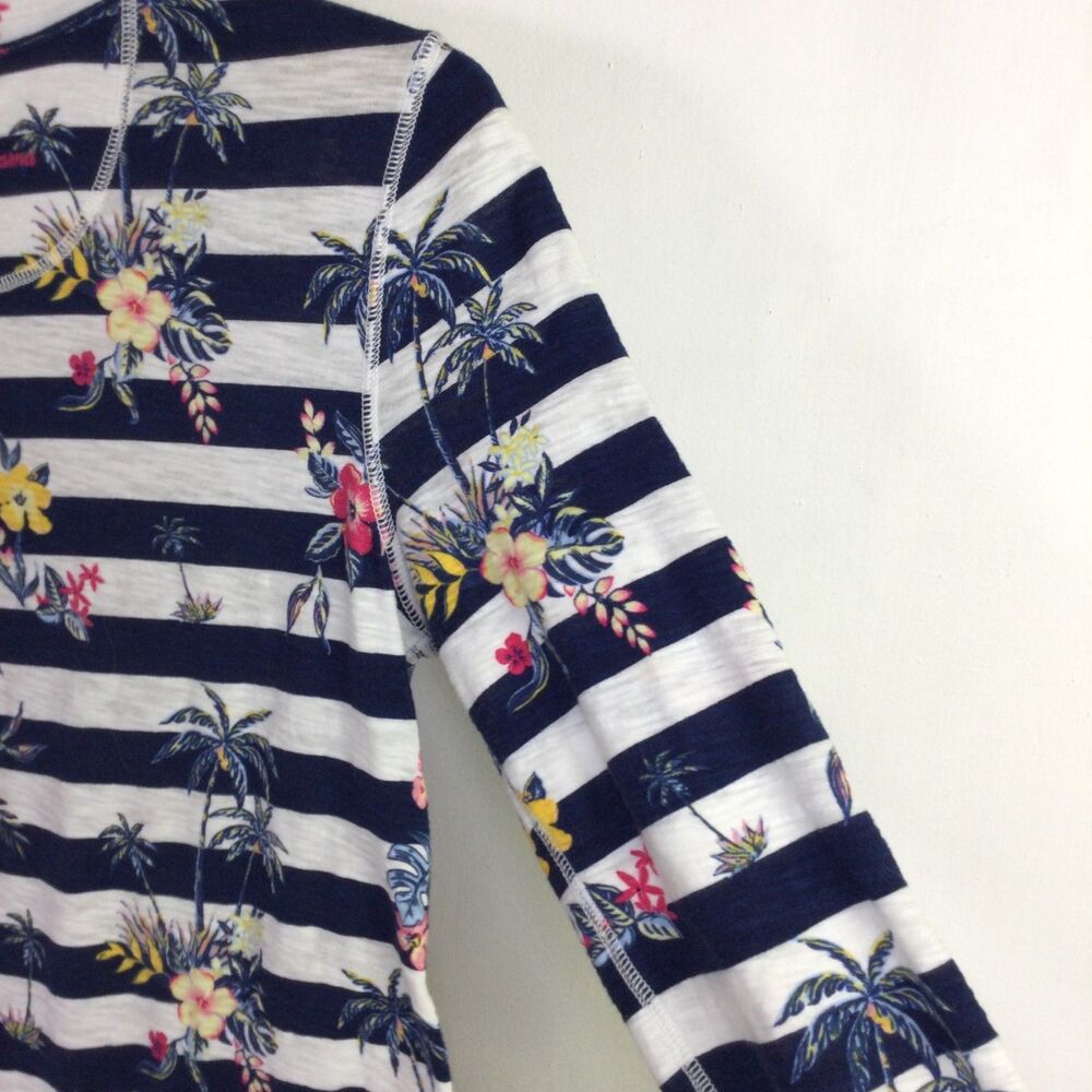 Tommy Bahama Womens Lanai and Order Floral Stripe Sweatshirt White Blue Size S - Picture 11 of 12